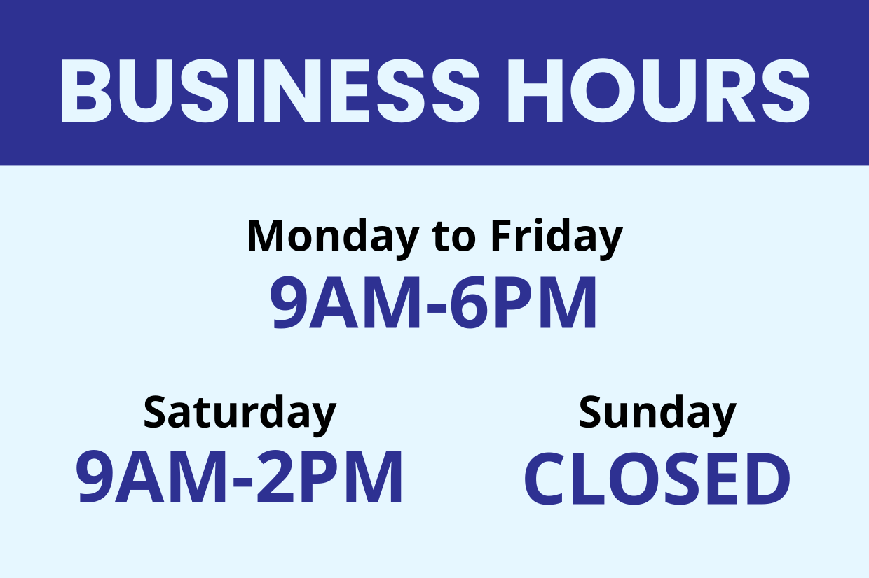 Blue-Themed Business Hours Sign Template | Square Signs