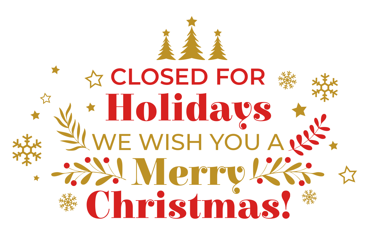 Red and Gold Closed for Christmas Sign Template | Square Signs