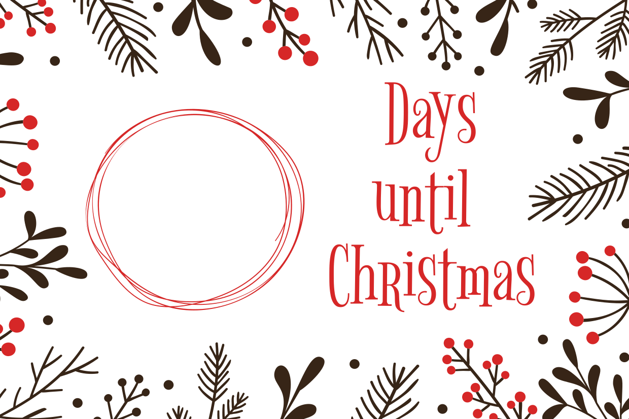 Floral Christmas Countdown Sign Template | Square Signs