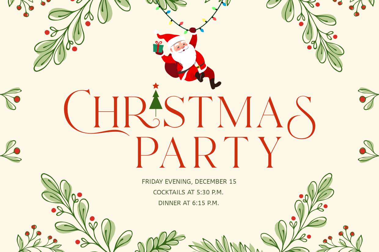 Christmas Party Announcement With Happy Santa Sign Template | Square Signs