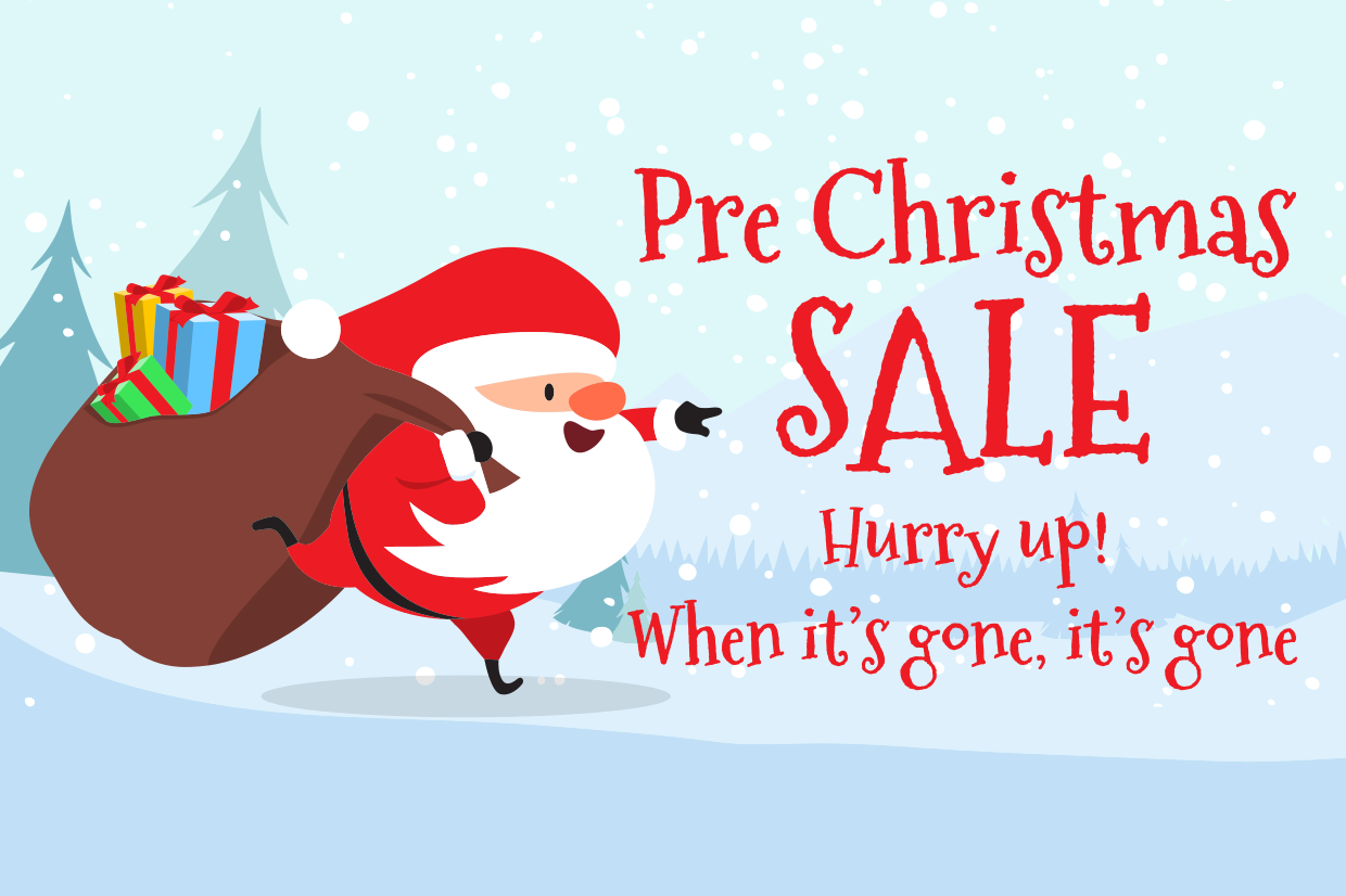 Santa Running After Pre-Christmas Sales Sign Template | Square Signs