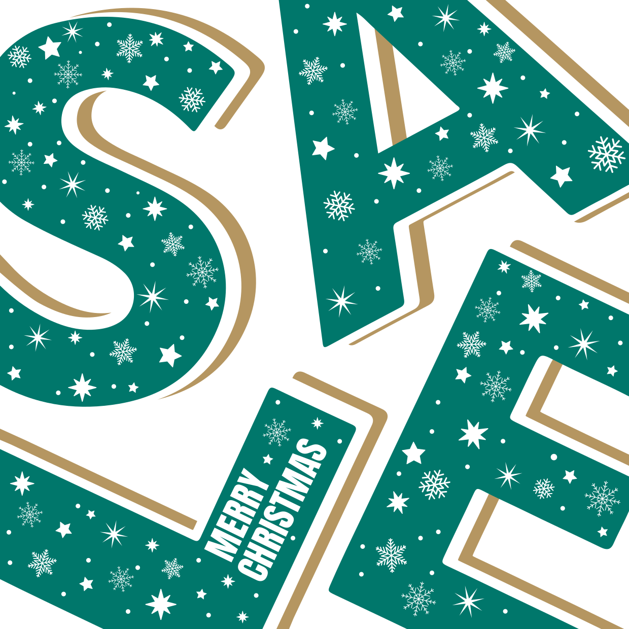 Oversized Green Letters Christmas Sale Sign Template Square Signs