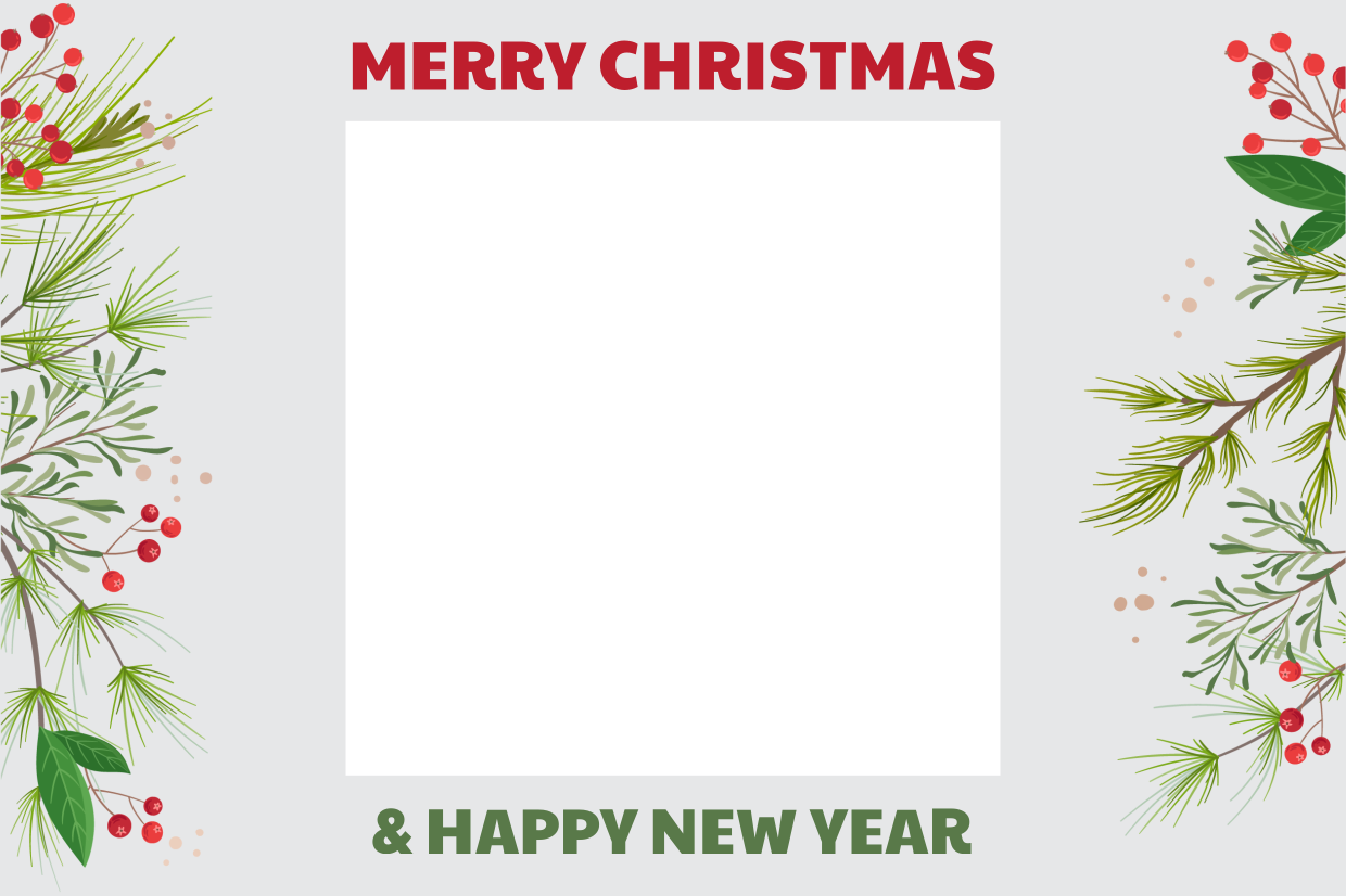 christmas and new year mistletoe selfie frame template | square signs