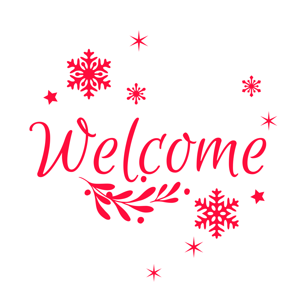 Red Christmas Icons With Welcome Text Holiday Template 