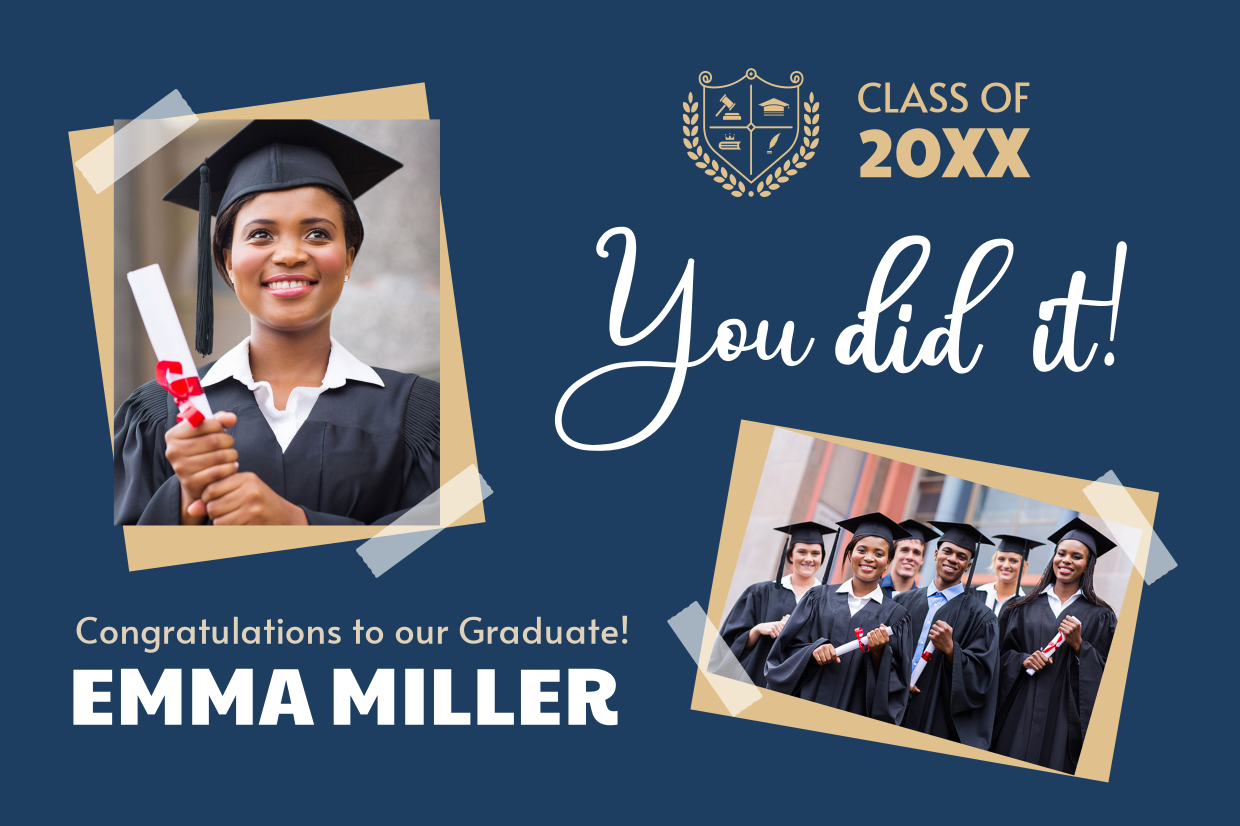 Congratulatory Graduation Photo and Texts Sign Template | Square Signs