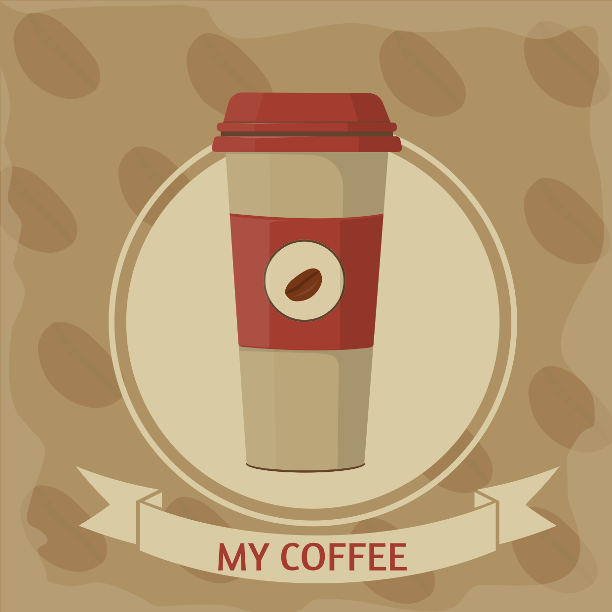 Coffee To-Go With Brown Paper Cup Cafe Sign Template | Square Signs