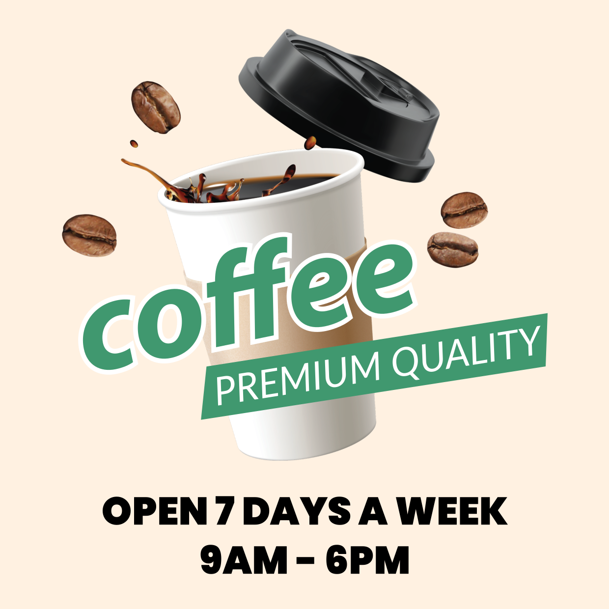 Creative Premium Quality Coffee Sign Template | Square Signs