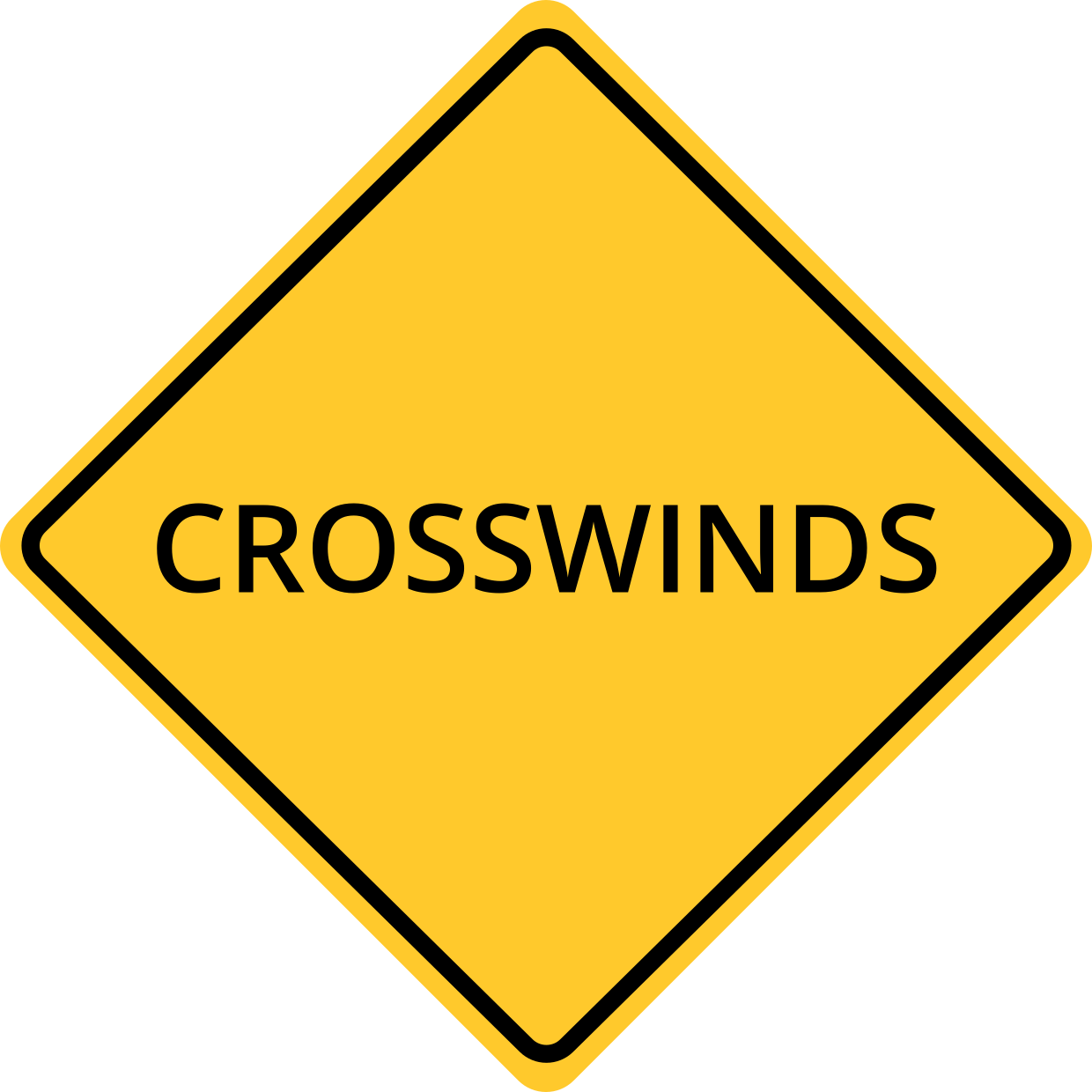 Diamond-shaped Crosswind Warning Traffic Sign Template | Square Signs