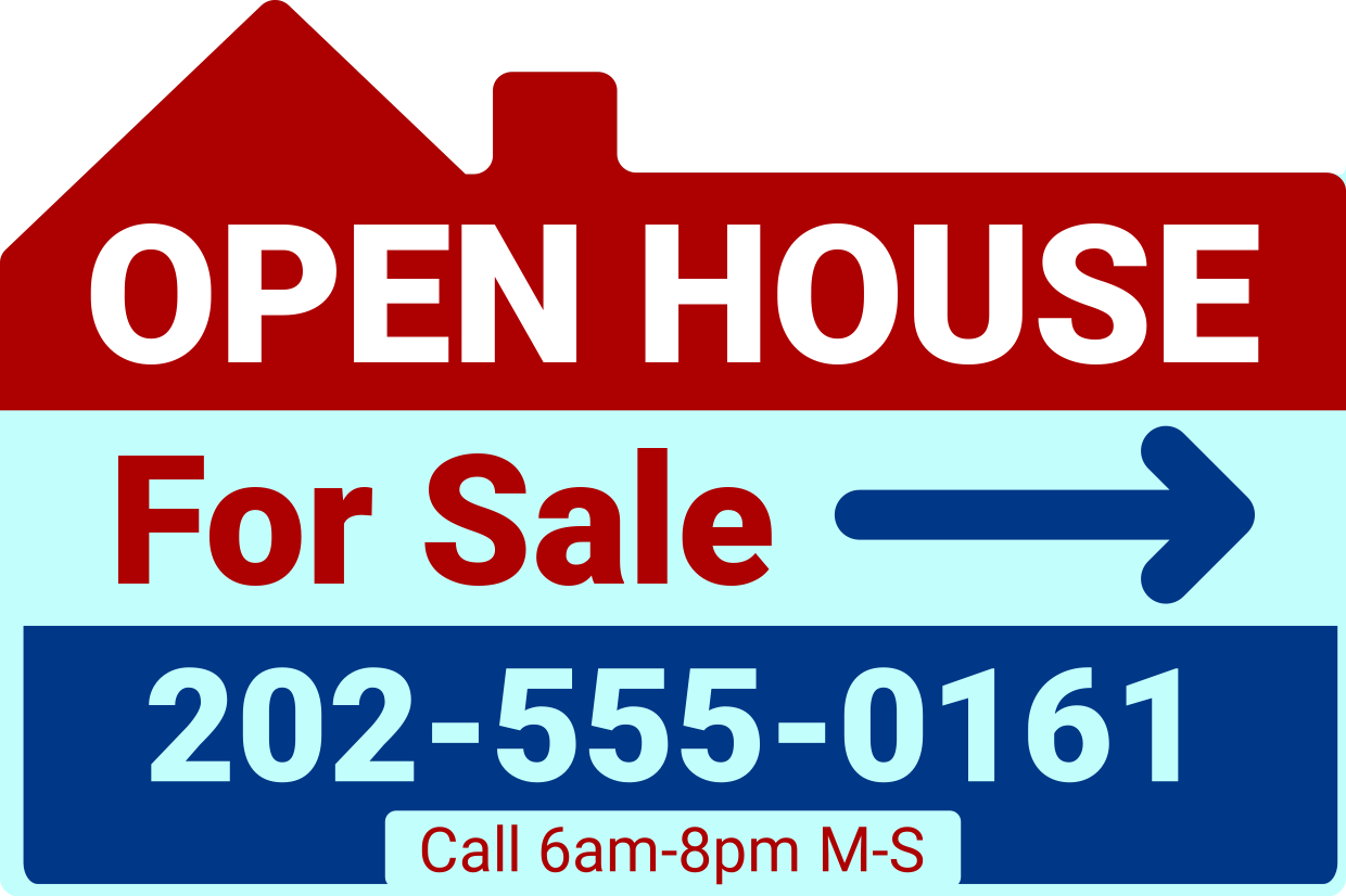 Red and Blue Open House For Sale Template | Square Signs