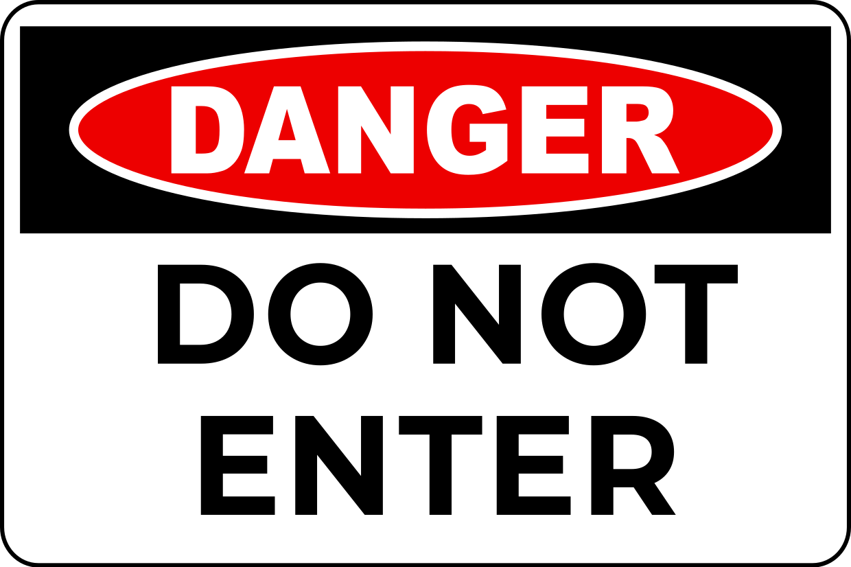 White and Black Do Not Enter Danger Warning Sign Template | Square Signs