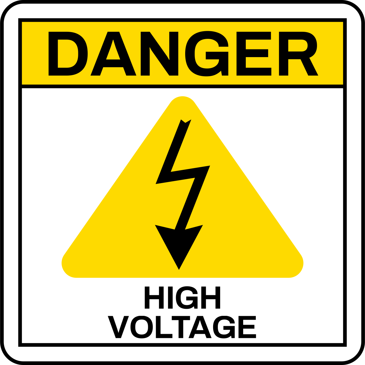 High Voltage Safety White and Yellow Sign Template | Square Signs