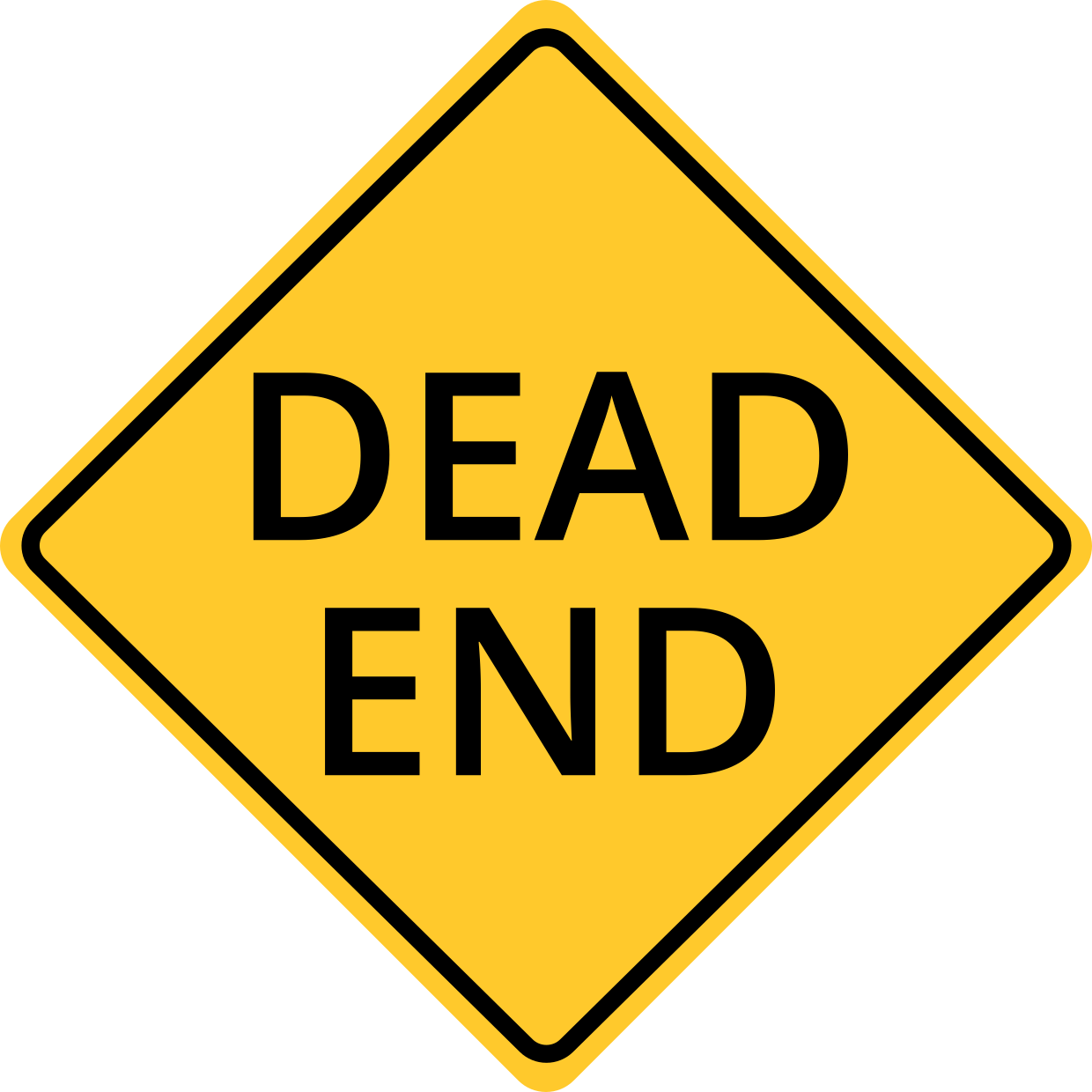 Yellow and Black Dead End Driver Warning Sign Template | Square Signs