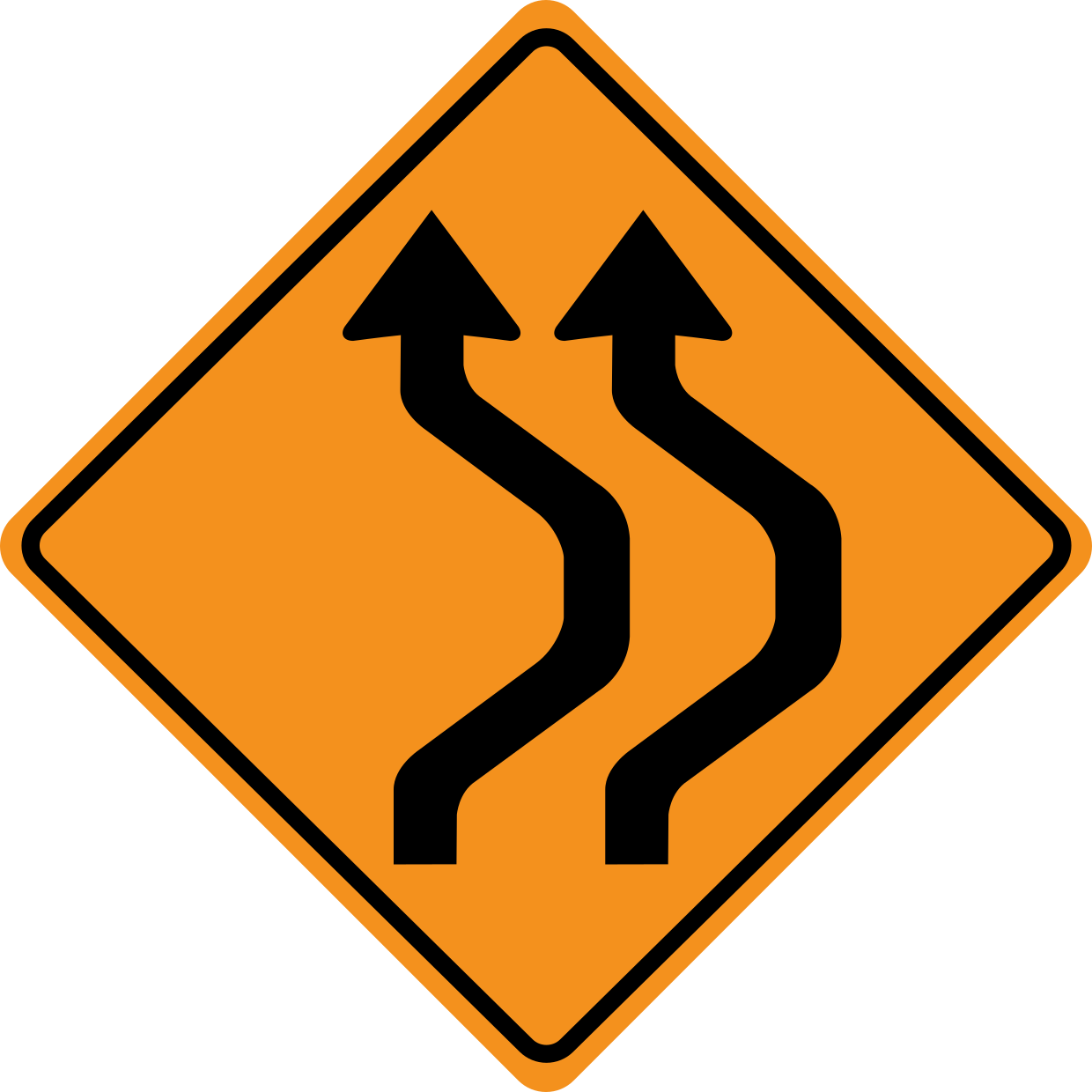 Double Lane Shift Pair Road Regulatory Sign Template | Square Signs