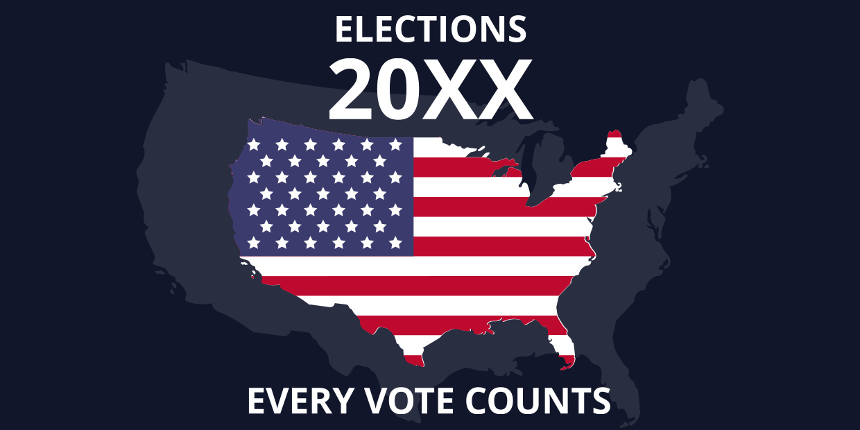 Elections 20XX Every Vote Counts US Flag Themed Map Template | Square Signs