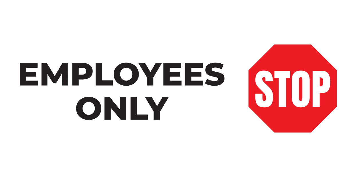 Vivid Red, Black and White Employees Only Sign Template | Square Signs for Employees Only Sign Printable Free