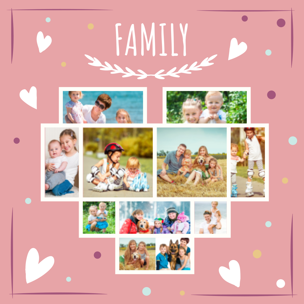 HeartShaped Family Photographs Sign Template Square Signs