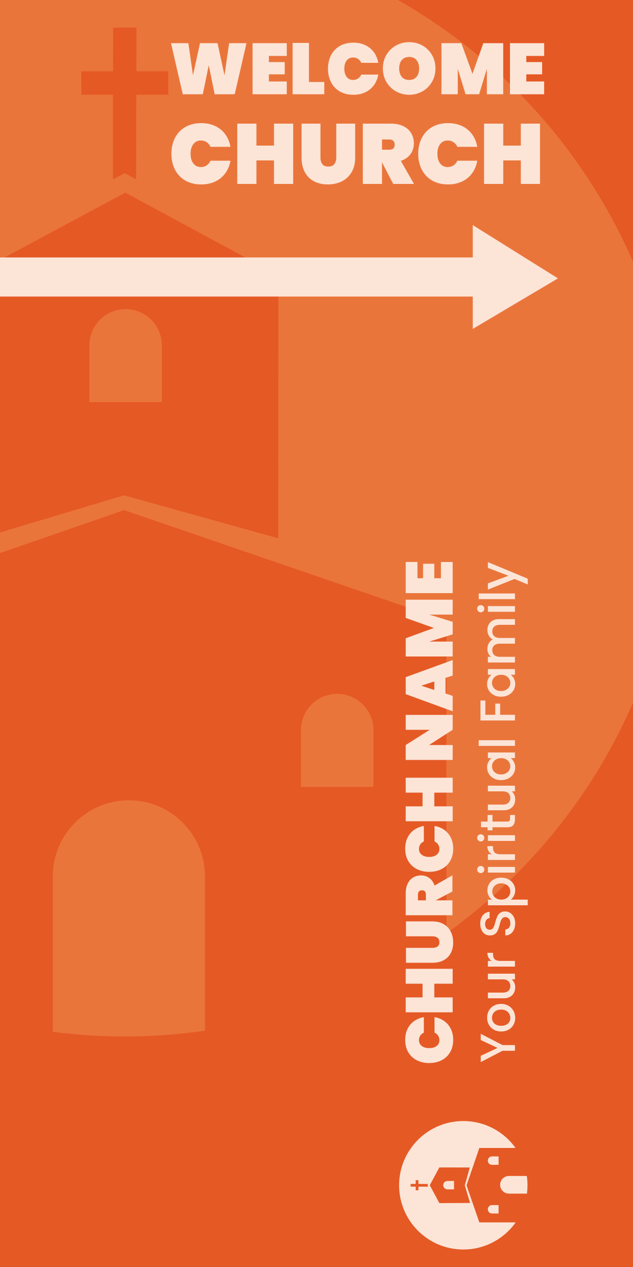 Welcoming Church Orange Navigation Sign Template | Square Signs