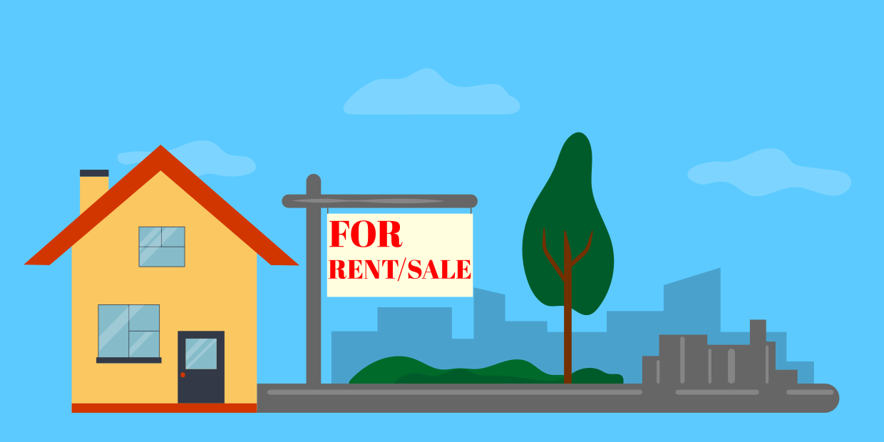 House For Rent or Lease Illustration Property Sign Template | Square Signs