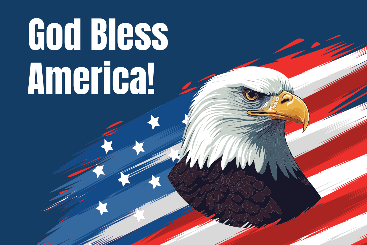 God Bless America US Flag and Eagle-Themed Sign Template | Square Signs