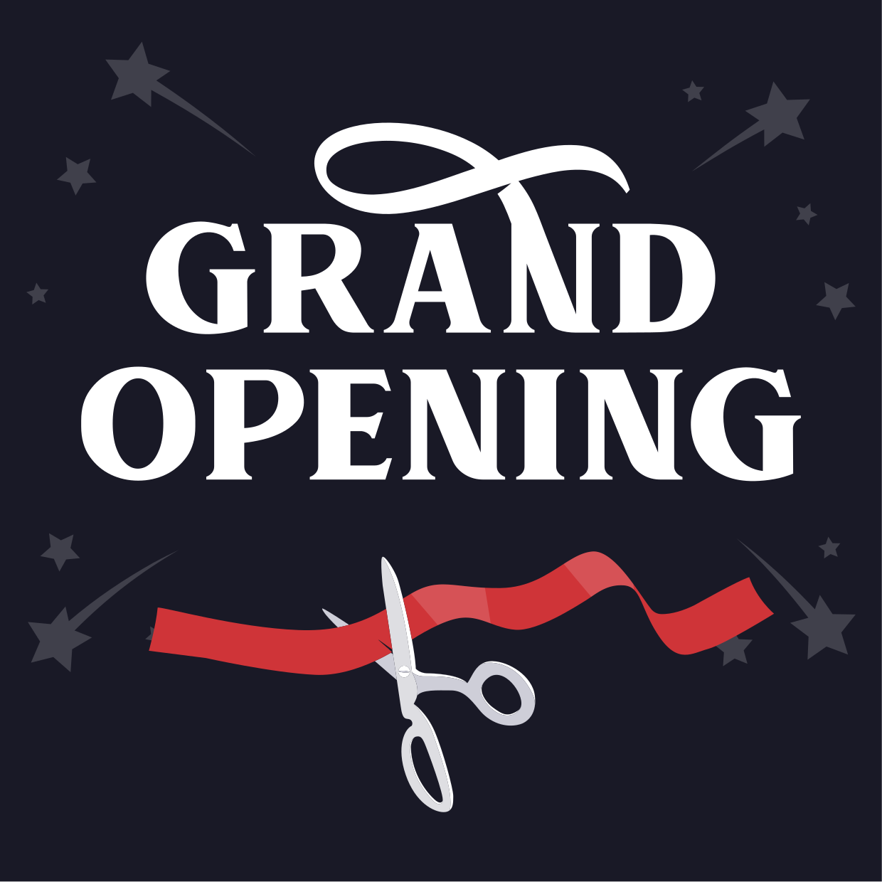 Ribbon Cutting Illustration Grand Opening Sign Template | Square Signs