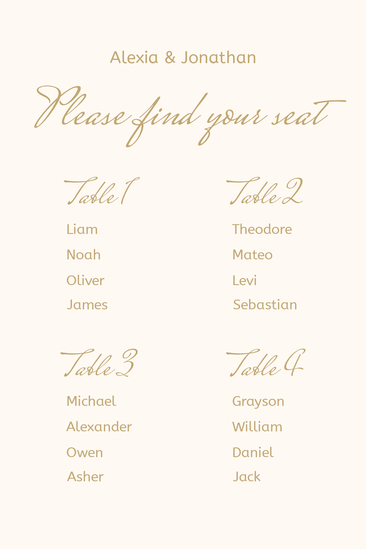 Guest Seating Chart Customizable Template | Square Signs