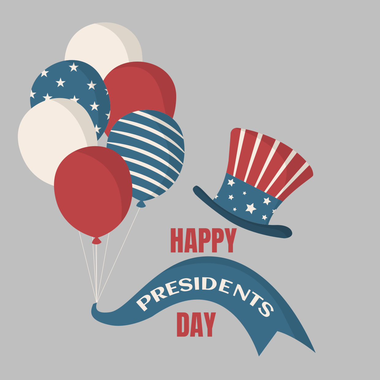 Decorative Red, White and Blue Presidents Day Template | Square Signs