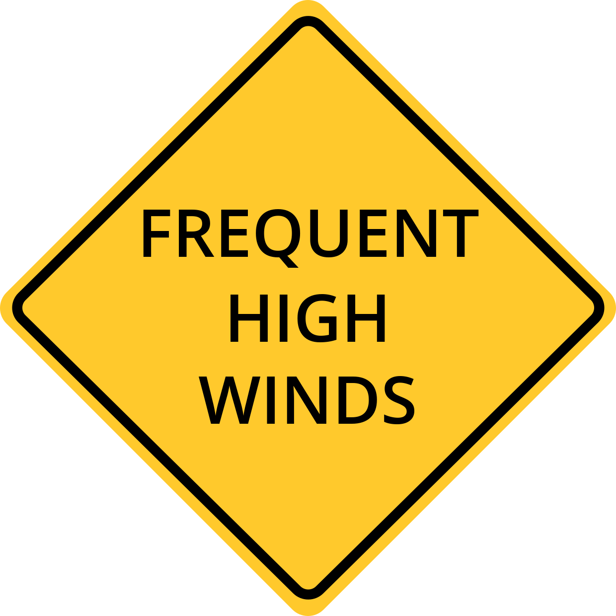 Frequent High Winds Warning Road Sign Template | Square Signs