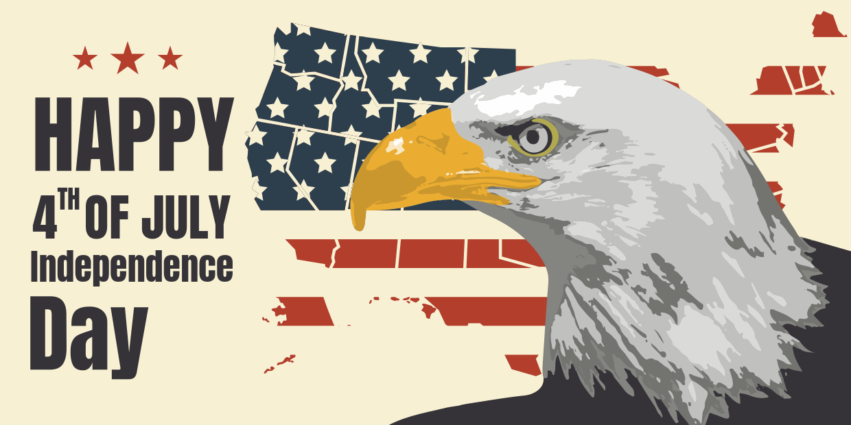 Independence Day Eagle and US Map Sign Template | Square Signs