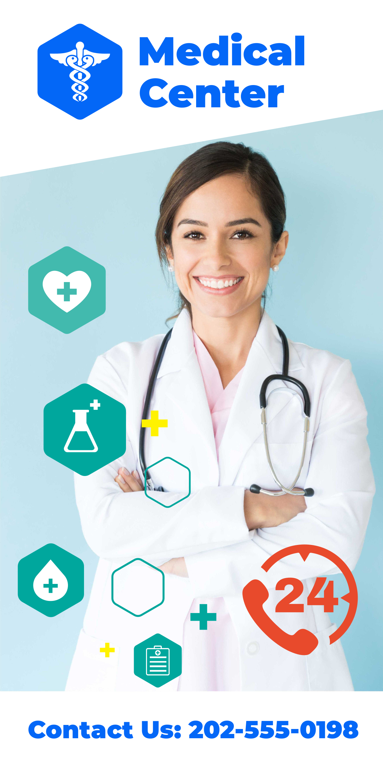 Female Doctor With Stethoscope Medical Center Sign Template | Square Signs