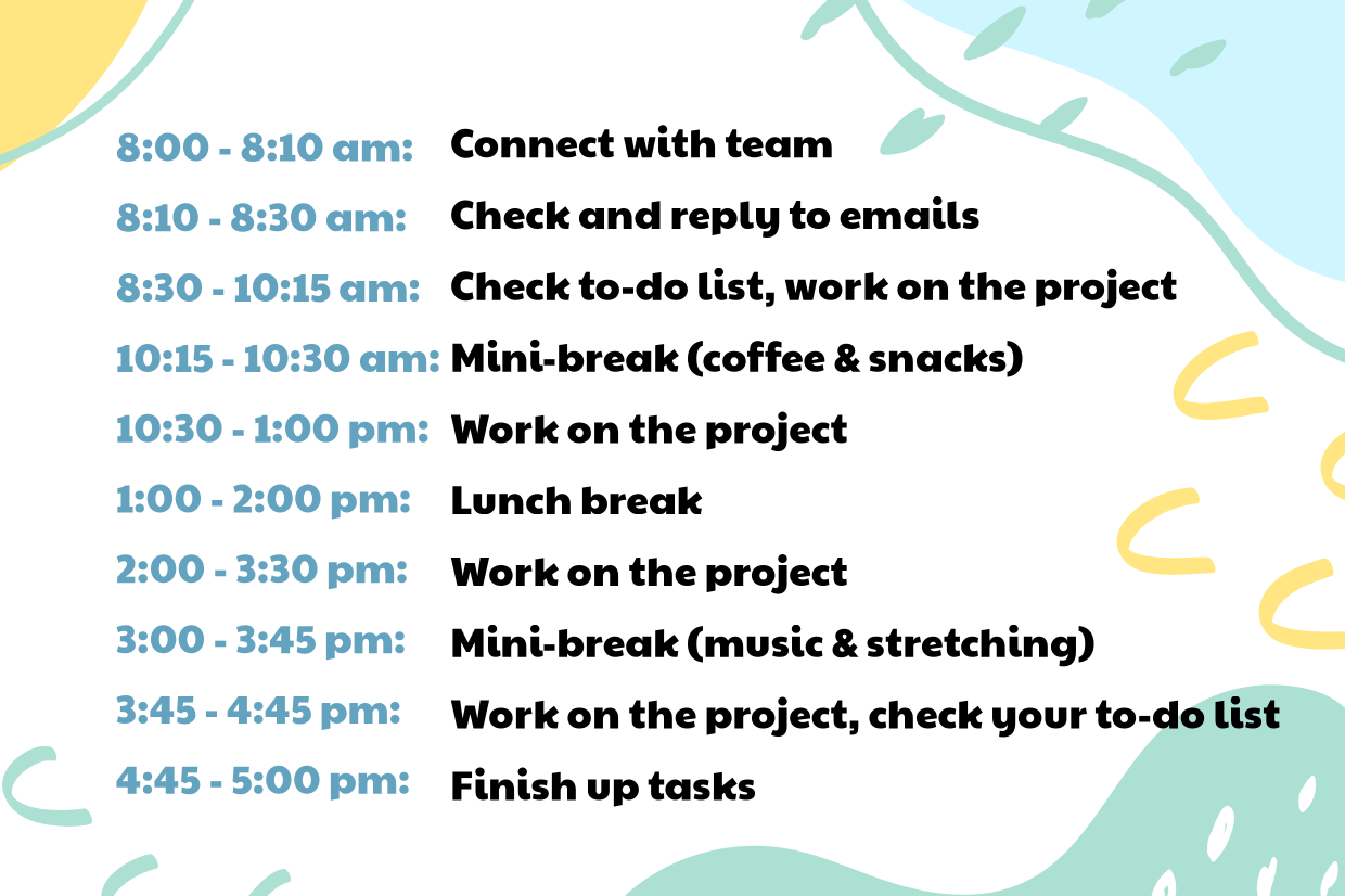 Daily Work Schedule Tasks Changeable Productivity Template | Square Signs