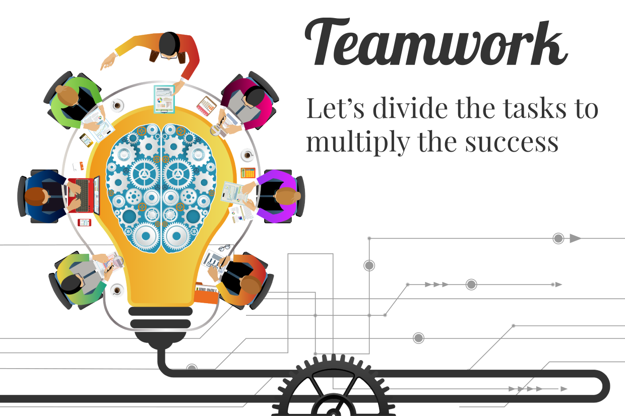 Teamwork and Productivity Lightbulb Office Decor Template | Square Signs