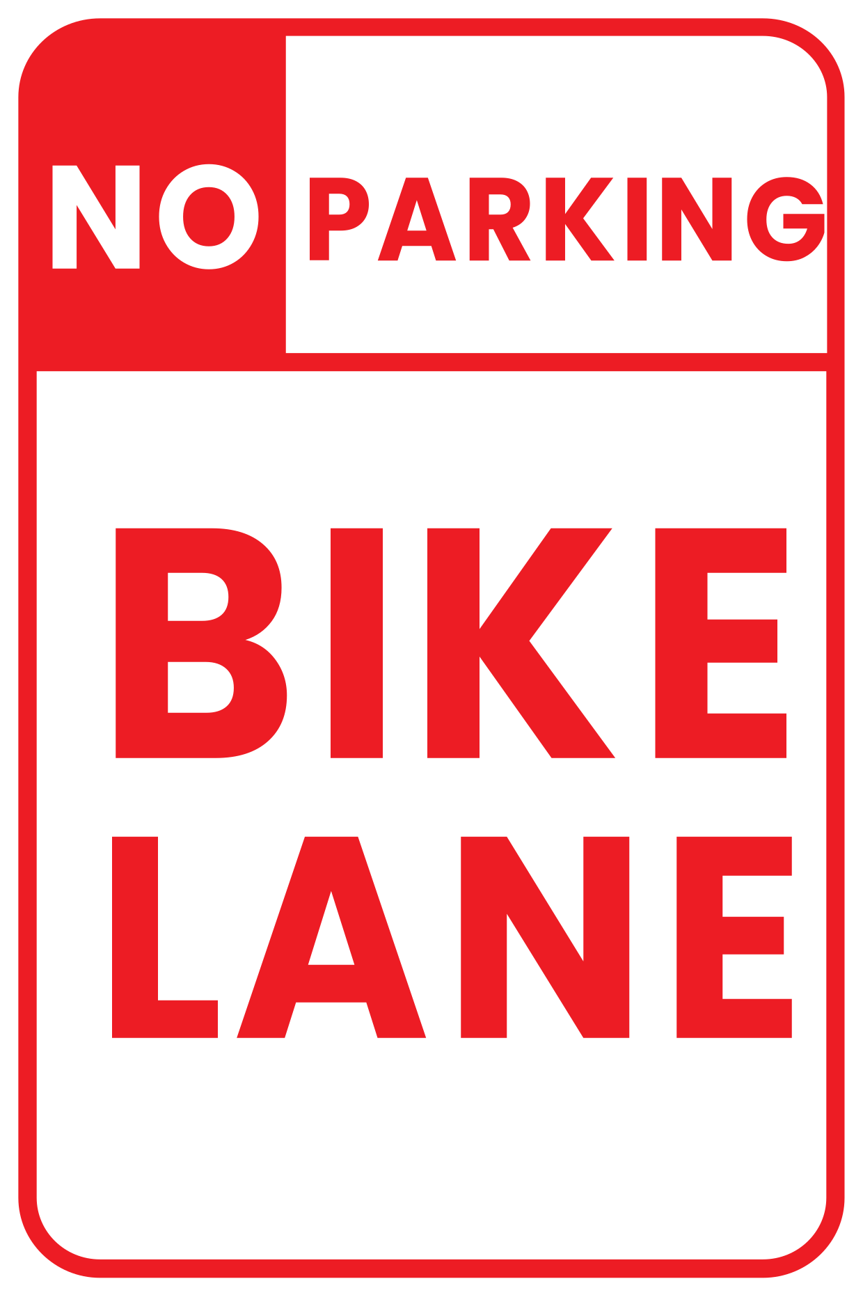 Rectangular Red and White No Parking Bike Lane Sign Template | Square Signs