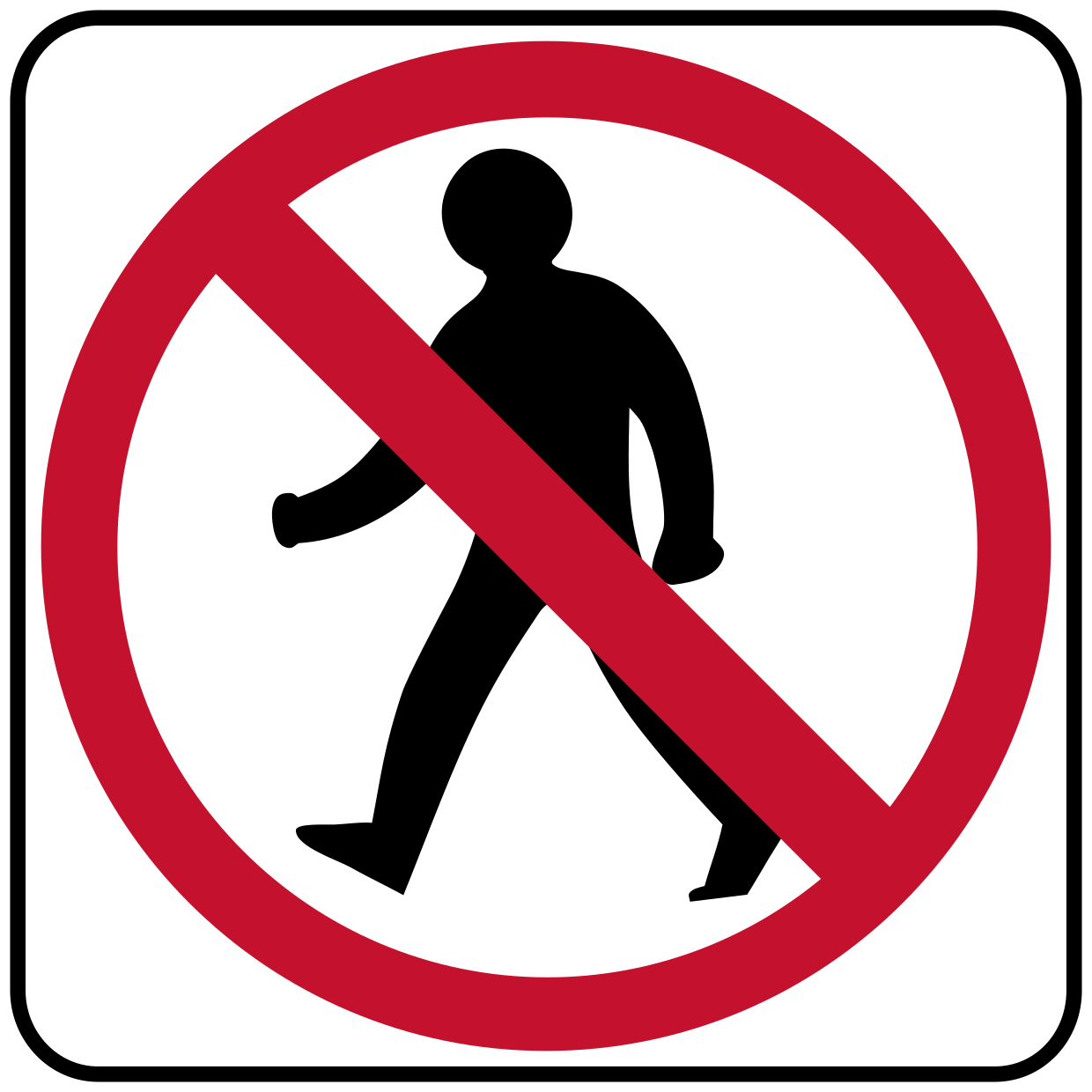 No Pedestrian Crossing Figure And Prohibition Sign Template | Square Signs