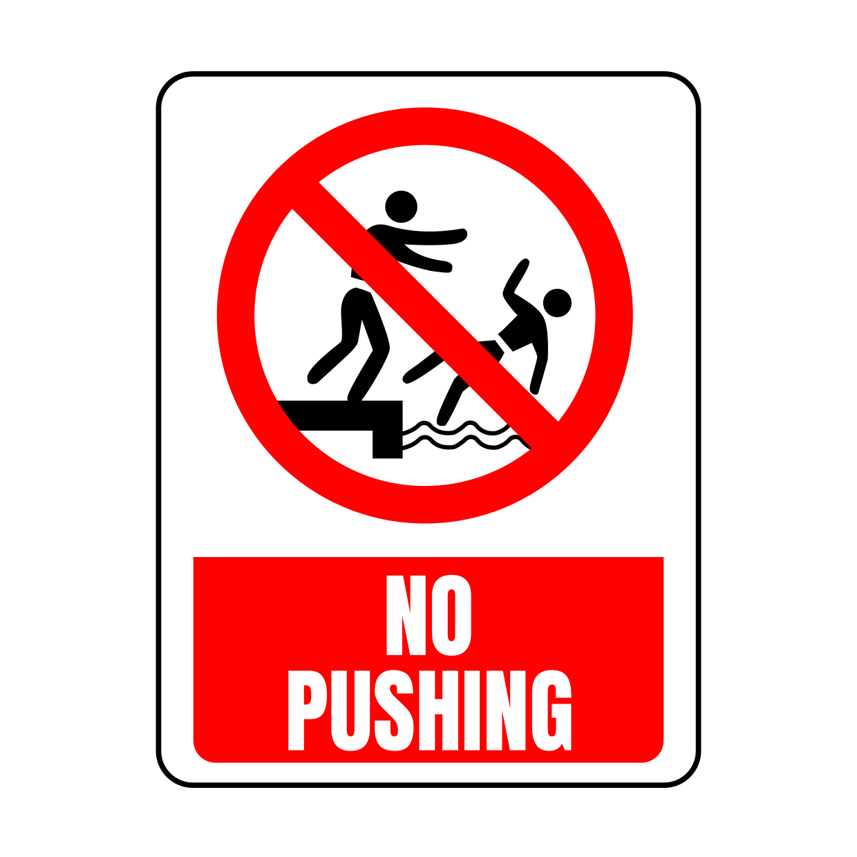 No Pushing Swimming Pool Public Safety Sign Template | Square Signs