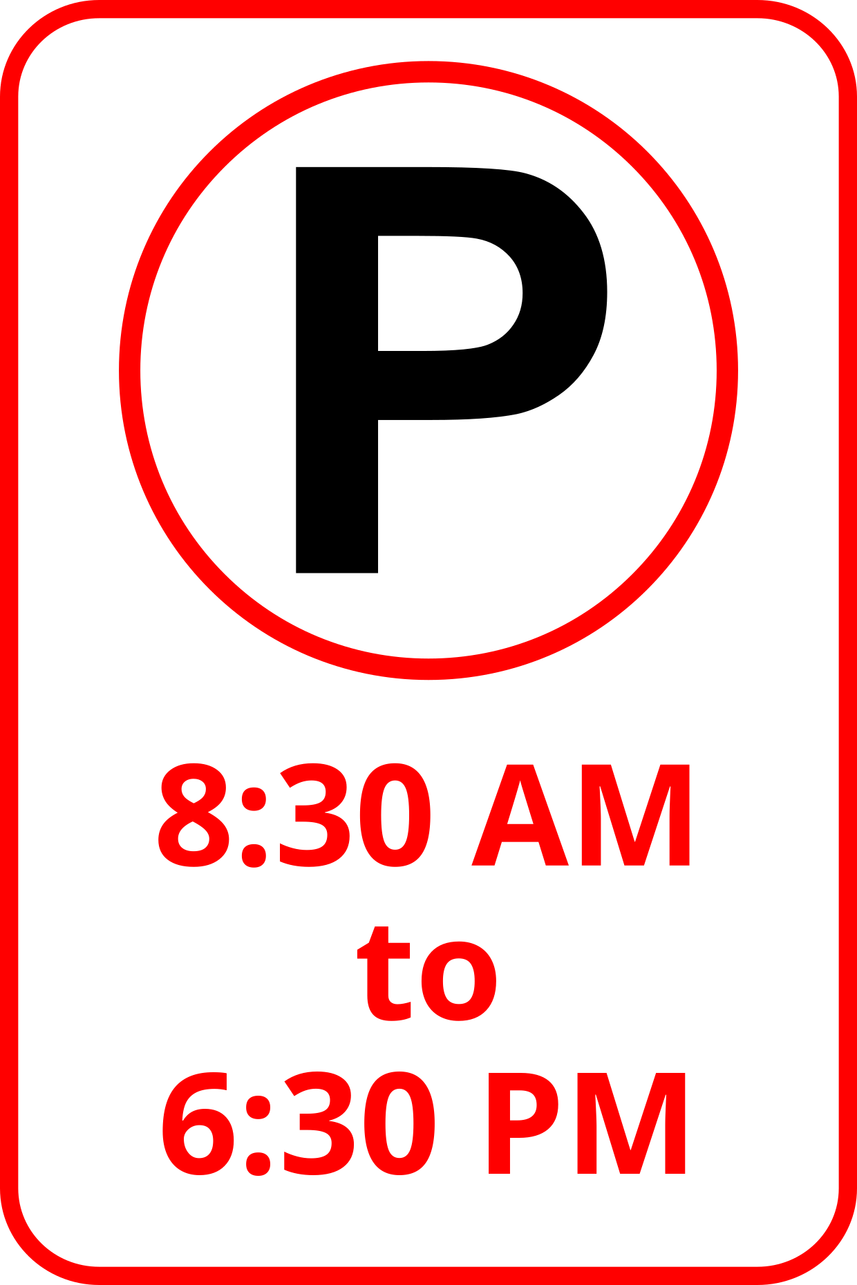 Parking Hours in Red and Black Regulatory Sign Template | Square Signs