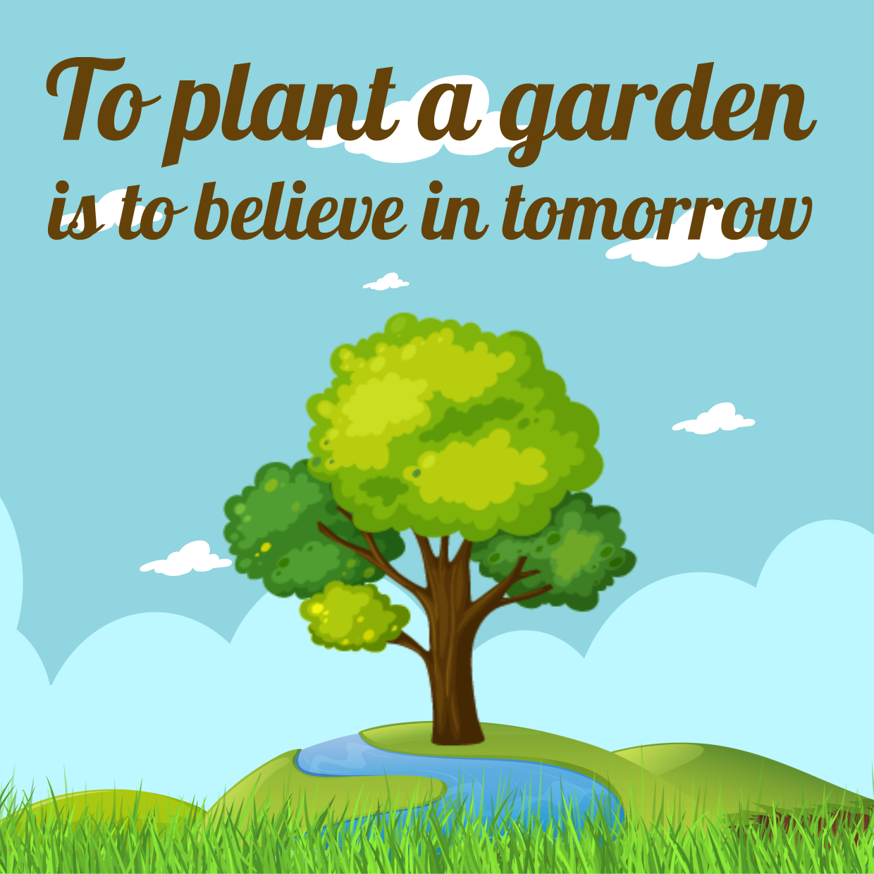 Tree River and Sky Sustainable Future Quote Sign Template | Square Signs
