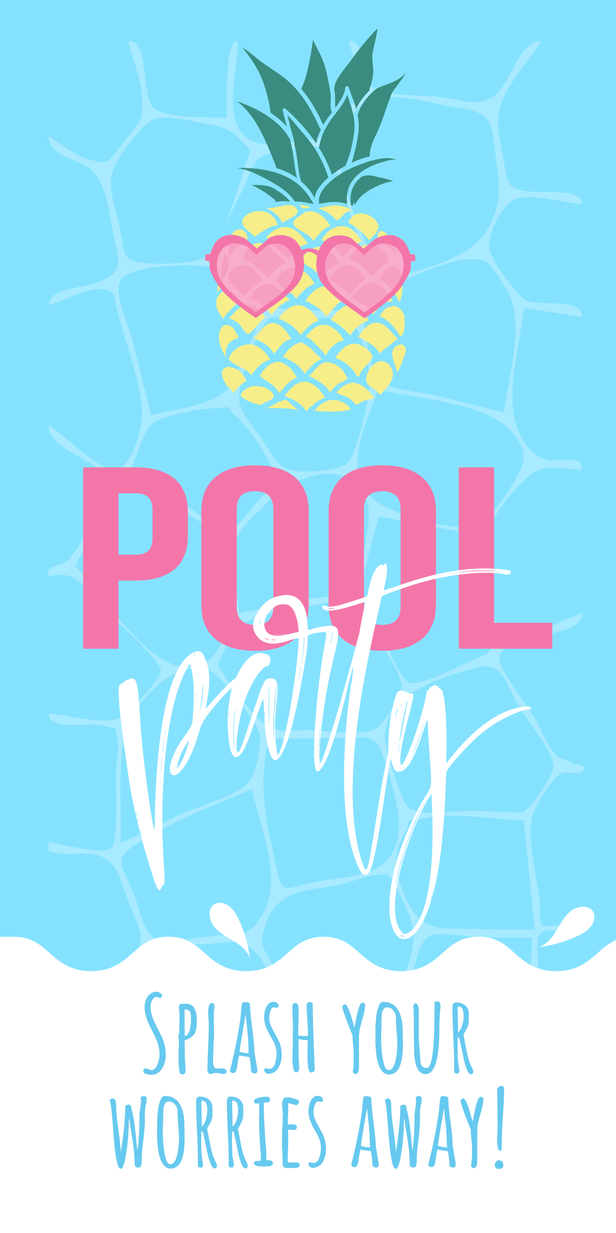 Cool Pineapple With Sunglasses in the Pool Sign Template | Square Signs