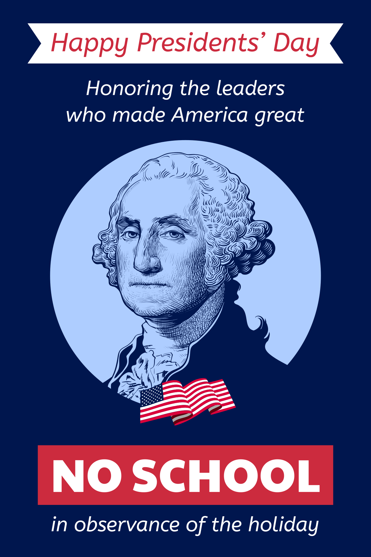 Image of Washington Presidents' Day Closed Template Square Signs