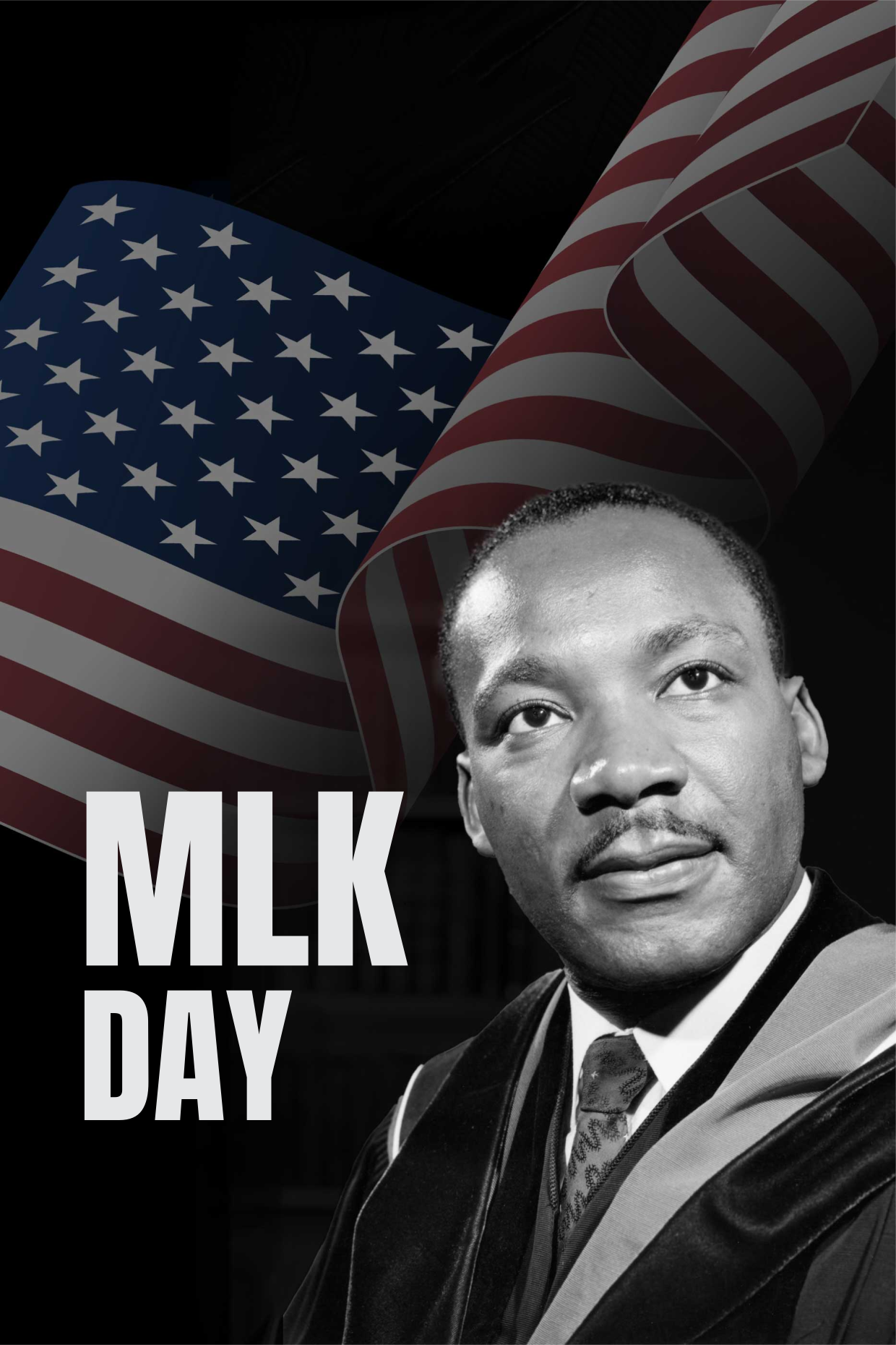 Black and White Portrait of Martin Luther King Sign Template | Square Signs