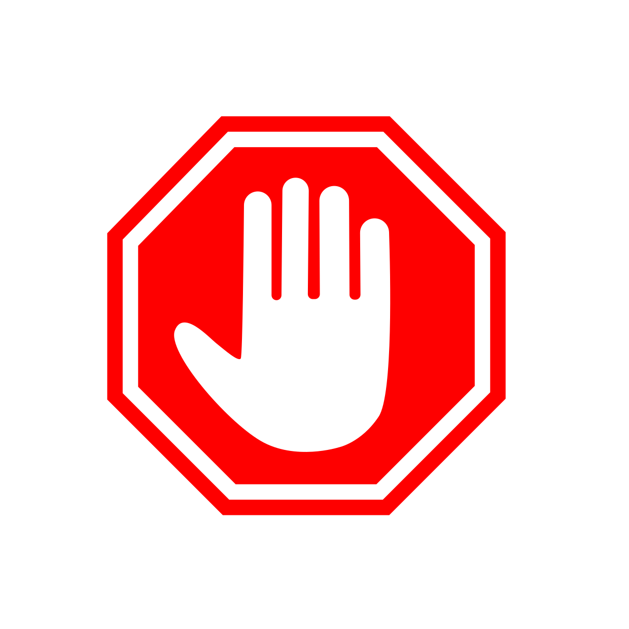 Stop Do Not Enter Hand Symbol Red and White Sign Template | Square Signs