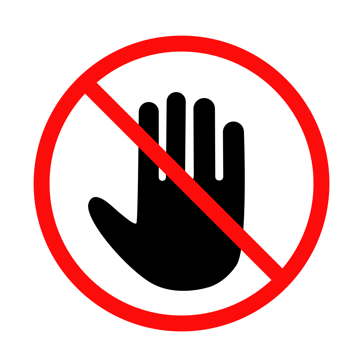 Stop Hand Symbol With Diagonal Line Safety Template | Square Signs