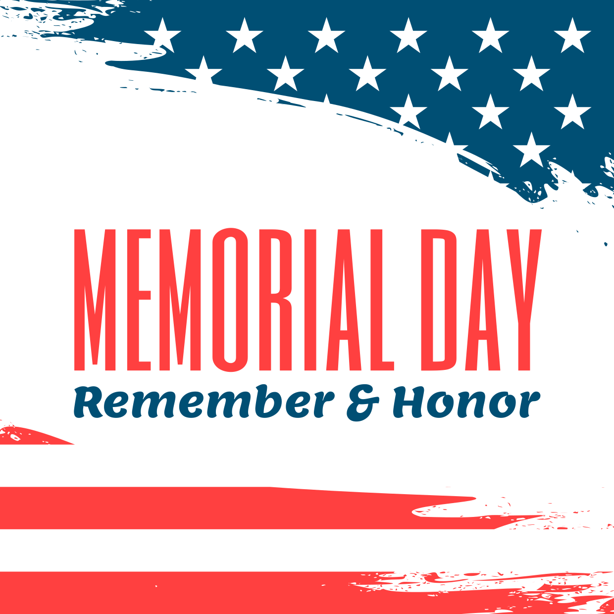 Memorial Day Quote on US Flag Background Sign Template | Square Signs