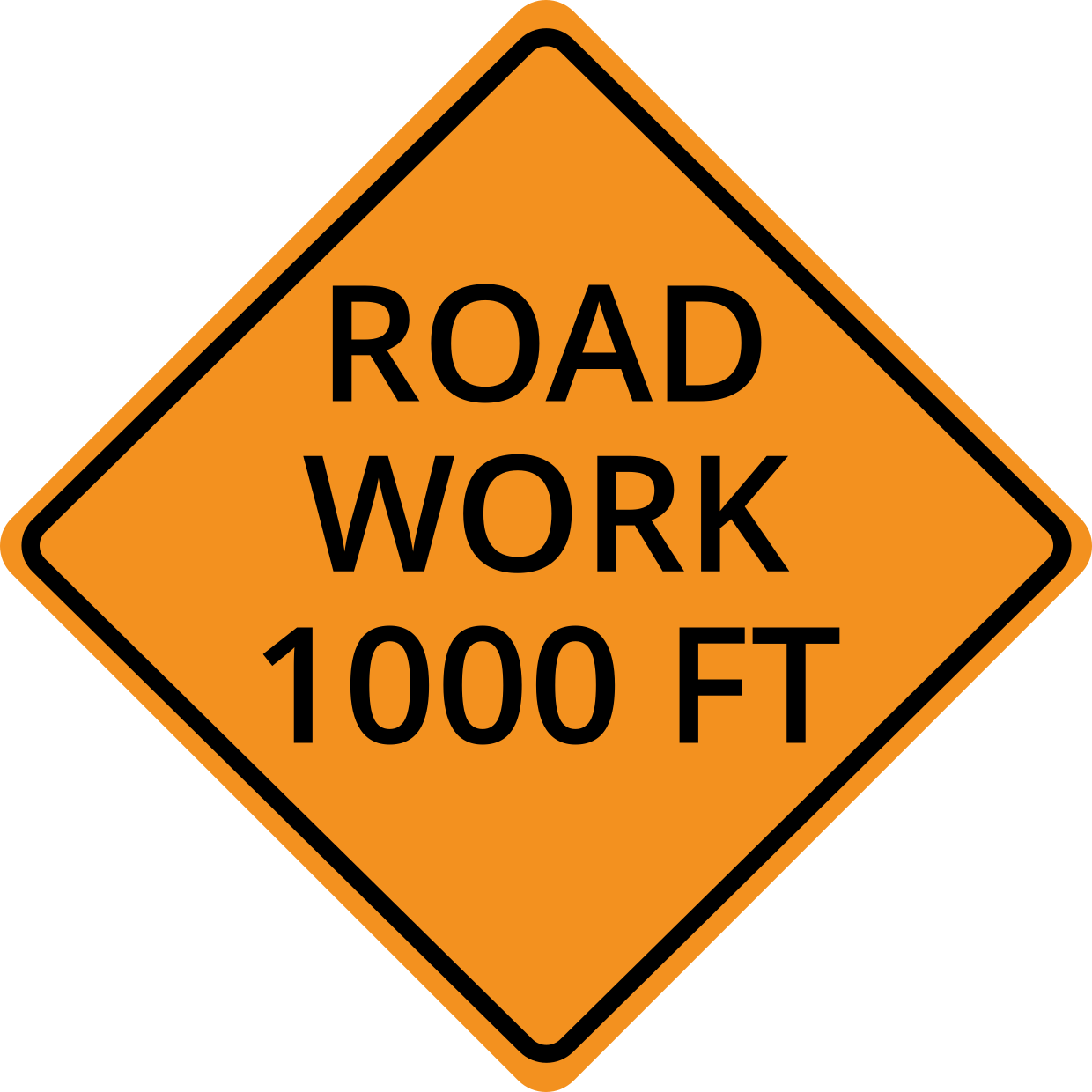 Road Work 1000 Feet Warning Traffic Sign Template | Square Signs