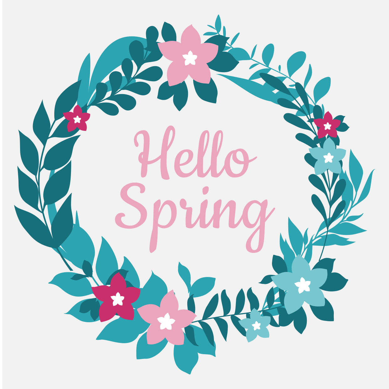 Spring Wreath With Flowers Nature Template | Square Signs