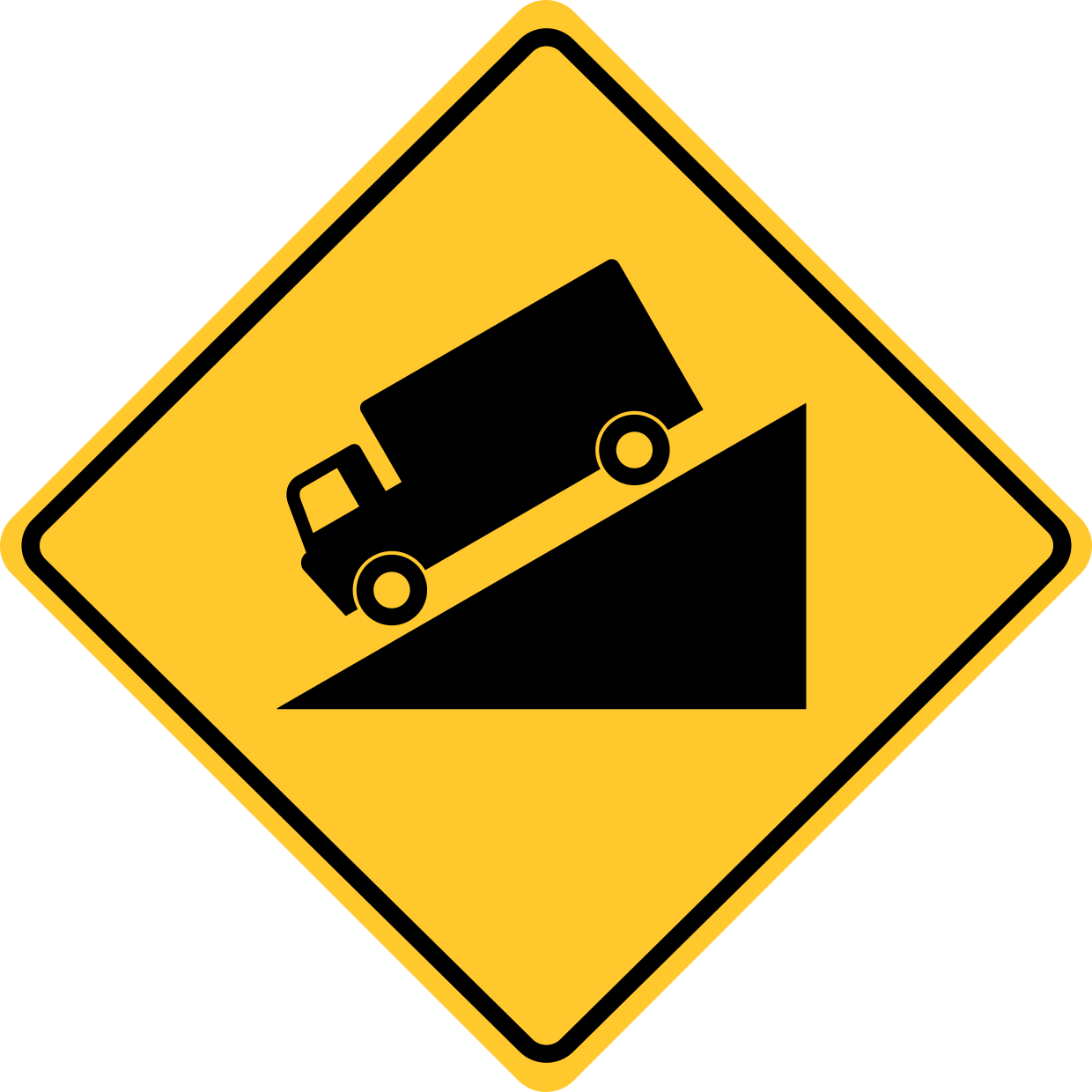 Steep Incline With Truck Symbol Regulatory Sign Template | Square Signs