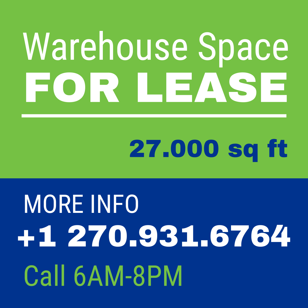 Green, Blue, White Warehouse Space For Lease Template | Square Signs