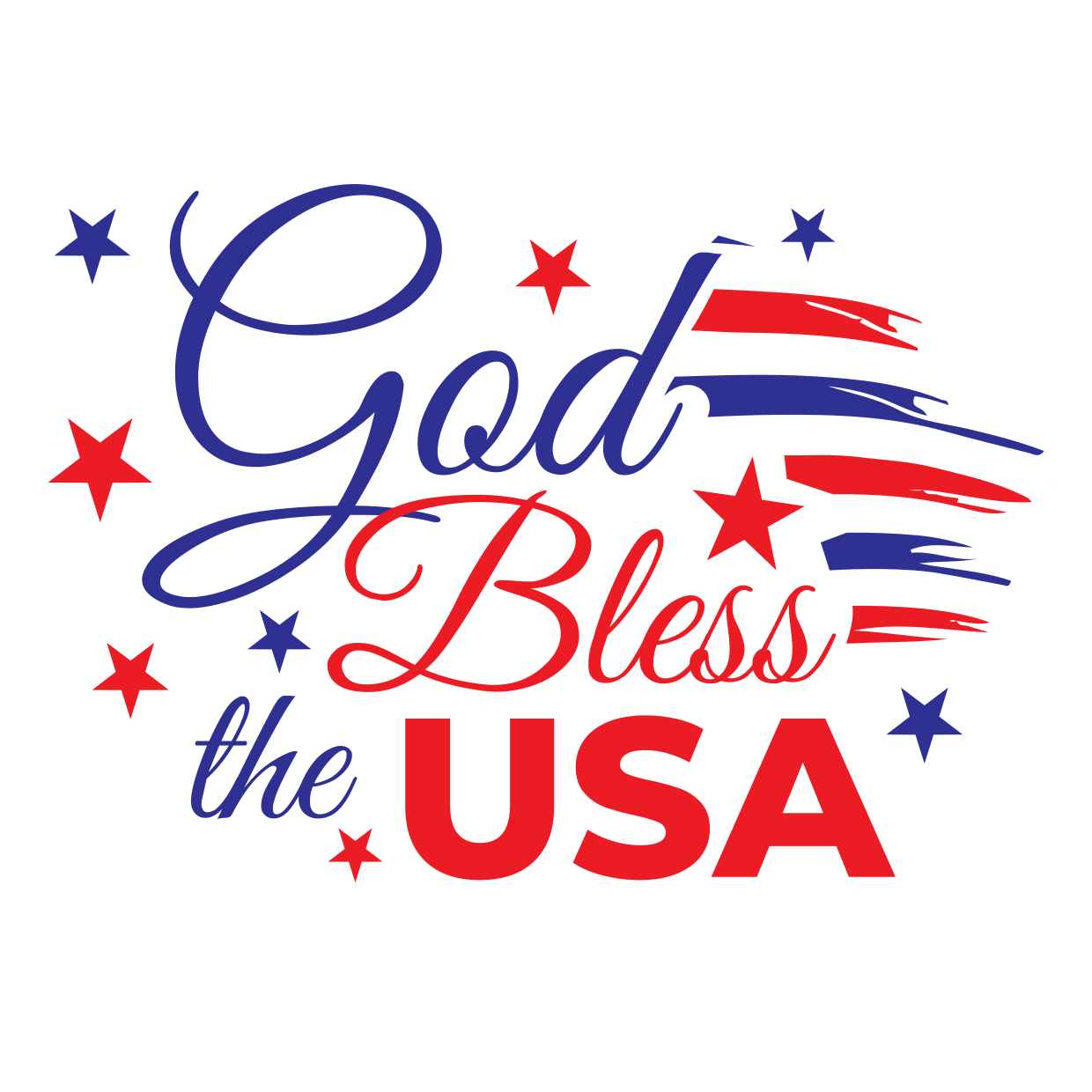 Red and Blue God Bless the USA Sign Template | Square Signs