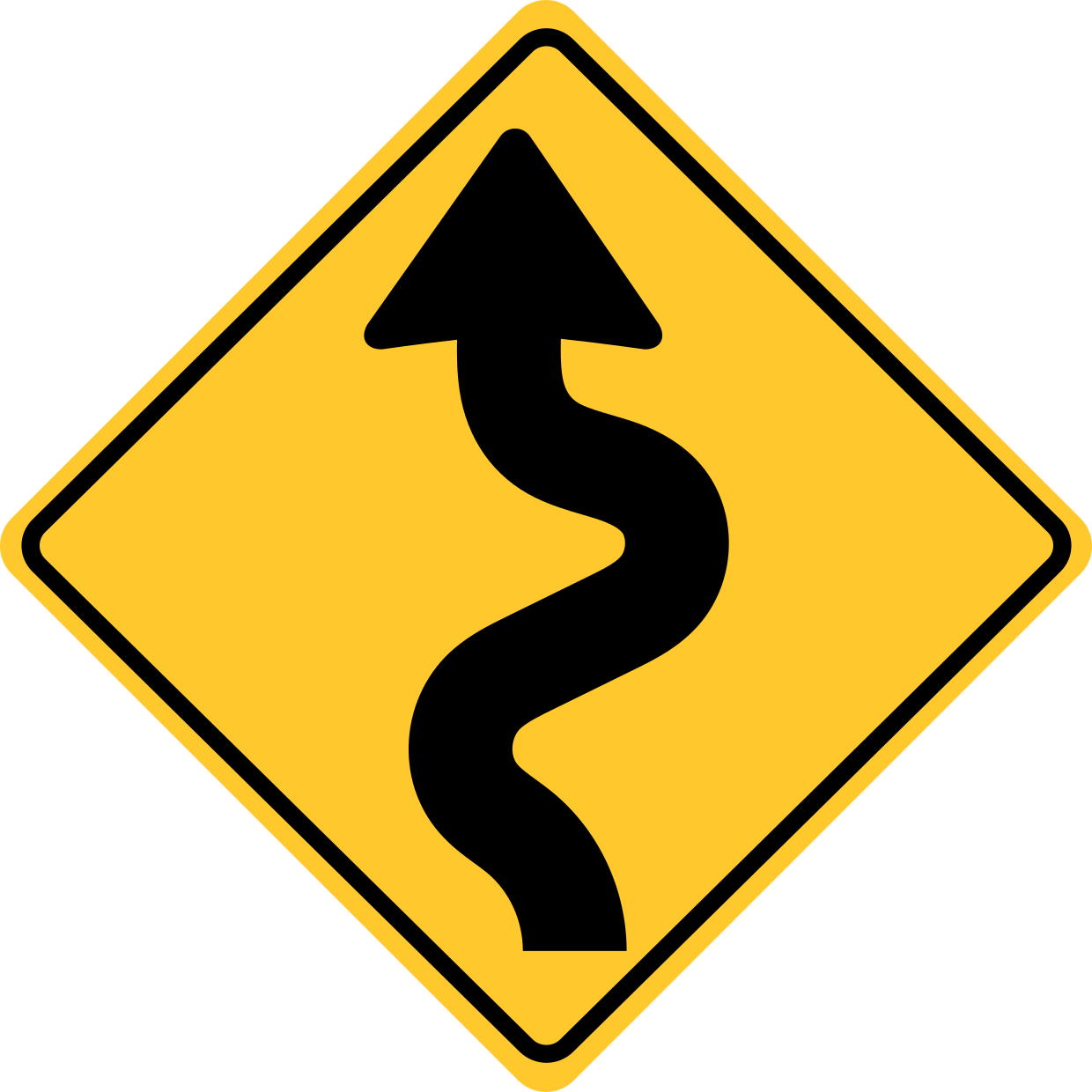 Winding Road Ahead Regulatory Traffic Sign Template | Square Signs