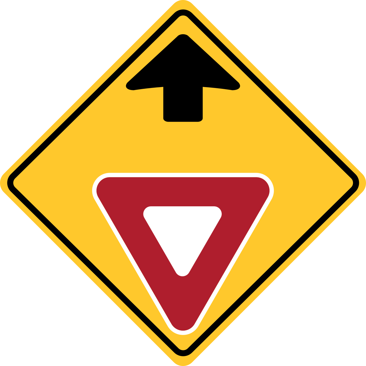 Yield Ahead or Give Way Traffic Warning Sign Template | Square Signs