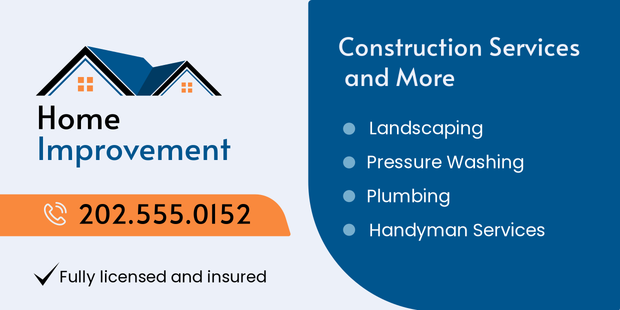 Home Improvement With Service List and Contact Sign Template | Square Signs